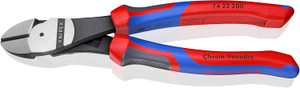Knipex KNIP-7422200SBA 8in High Leverage Angled Diagonal Cutters, Comfort Grip