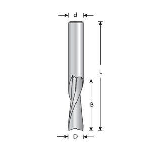 Dimar DIM-SC45 3/16in Dia Solid Carbide Spiral Upcut Bit 2 Flute 1/4in Shank 3/4in Cutting Height 2in Length