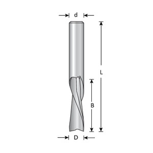 Dimar DIM-SC45DC 1/4in Dia Solid Carbide Spiral Bit Man Made Material Downcut 2 Flute 1/4in Shank 2-1/2in Length