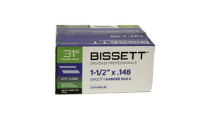 Bissett Fasteners BIS-S314148EG Bissett 1-1/2in x .148 31-Degree Electro Galvanized Smooth Hanger Nails (3,000/Box)