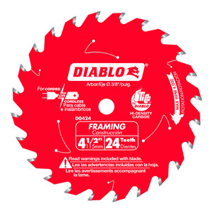 Freud FRE-D0424X Diablo 4‑1/2 in. x 24 Tooth Framing Trim Saw Blade