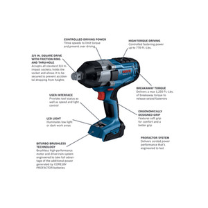 Bosch BOS-GDS18V-770N Profactor 18V 3/4in Impact Wrench with Friction Ring and Thru-Hole (Bare Tool)