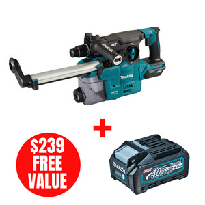 Makita MAK-HR008GZ05 40V XGT 1-3/16in SDS Plus Rotary Hammer With DX10 Dust Extraction Attachment (Bare Tool)