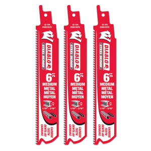 Diablo FRE-DS0610CF3C 6in X 10TPI Steel Demon Carbide Tipped Reciprocating Saw Blade for Medium Metal Cutting (3pk)