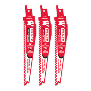 Diablo FRE-DS0606VCW3C Demo Demon 6in  5/7 TPI Carbide Tipped Reciprocating Saw Blade for Nail Embedded Wood Cutting (3pk)
