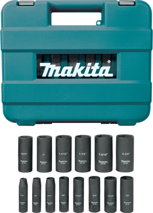 Makita MAK-A-96372 14 pc 1/2in Drive Deep Well SAE Impact Socket Set