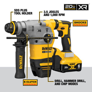 DEWALT DEW-DCH293R2 20V MAX 1-1/8 in. XR Brushless Cordless SDS PLUS L-Shape Rotary Hammer Kit