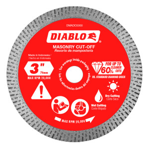 Diablo Diablo FRE-DMADC0300 3in Diamond Continuous Rim Cut-Off Discs for Masonry