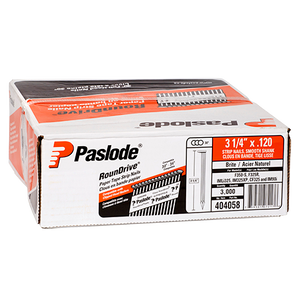 Paslode PAS-404058 3-1/4in x 0.12in 30-Degree  Pro-Strip RounDrive Framing Nails Smooth Brite, 3000-Pack