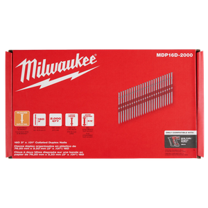 Milwaukee MIL-MDP16D-2000 3-1/2in 16D Collated Duplex Nails - 2000 Per Box