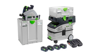 Festool FES-578211 TSC 55 K + CTC MIDI 18V Cordless Track Saw and Dust Extractor Combo, 4x 5.0Ah Kit