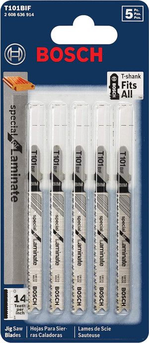 Bosch BOS-T101BIF 14 TPI Bi-Metal T-Shank Laminate Flooring Jig Saw Blade  5 Pack