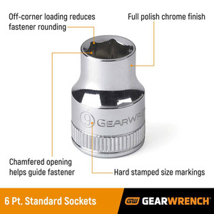 GEARWRENCH GW-8010X 1/4in Drive 6 Point Standard Socket