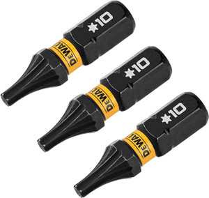 DEWALT DEW-DWAF1TX10IR3 Flextorq Torx T10 Bits 1/4 x 1in For Impact Drivers And Drills Hex Shank