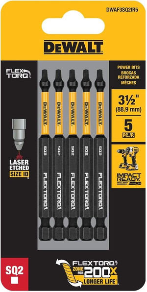 DEWALT DEW-DWAF3SQ2XX 3.5in Flextorq Impact Screwdriving Bits