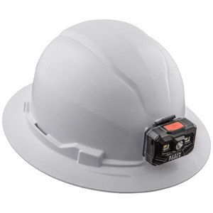 Klein Tools KLE-60406RL Non-Vented Full Brim White Hard Hat With Rechargeable Headlamp