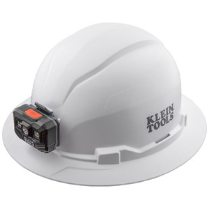 Klein Tools KLE-60406RL Non-Vented Full Brim White Hard Hat With Rechargeable Headlamp