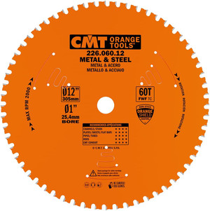 CMT Orange Tools CMT-22606012 12in x 1in 60 Teeth Industrial Dry Cutter Circular Saw Blade