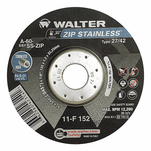 Walter WAL-11F152-1PC ZIP STAINLESS Cut-Off Wheel, 5in x 3/64in x 7/8in, Type 27