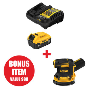 DEWALT DCB205C + 20V MAX XR Brushless 5in Random Orbital Sander bundle