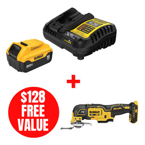 Dewalt DEW-DCB205C-DCS356B 20V MAX XR Lithium-Ion 5.0Ah Battery with Charger + Oscillating Multi-Tool