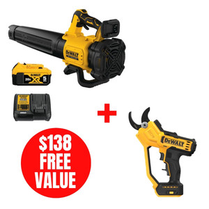 Dewalt DEW-DCBL722P1-DCPR320B 20V Handheld Blower 5.0Ah Kit + 20V MAX 1-1/2in Cordless Pruner Bare Tool