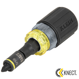Klein Tools KLE-32561HDRT KNECT 7-in-1 Ratcheting Impact-Rated Stubby Screwdriver/Nut Driver