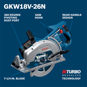Bosch BOS-GKW18V-26N 18V Brushless Rear Handle 7-1/4in Circular Saw Bare Tool