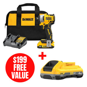 DEWALT DEW-DCF809D1 20V MAX ATOMIC Brushless 1/4in Compact Impact Driver 2.0Ah Kit