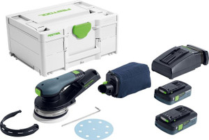 Festool ETSC 2 125 4.0 I-Plus cordless random orbit sander kit with batteries, charger and Systainer
