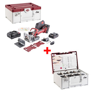 Lamello LAM-101801USSD-145321 Zeta P2 Cordless Biscuit Joiner with Diamond Blade 2x 4.0Ah Kit + P-System Basic Connector Assortment