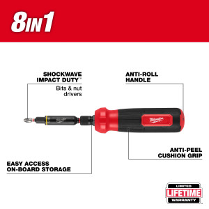 Milwaukee MIL-48-22-2922 8-in-1 Multi-Bit & Nut Driver with SHOCKWAVE Impact Duty Bits & Nut Drivers