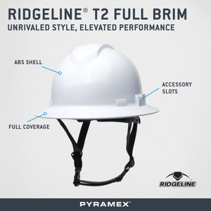 Pyramex PYR-HPT256110 Ridgeline Type 2 Non-Vented Full Brim Hard Hat - White