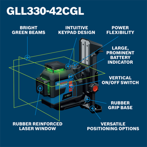 Bosch BOS-GLL330-42CGL 12V MAX 360⁰ Connected Green-Beam Three-Plane Leveling and Alignment Laser 2.0Ah Kit