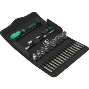 Wera Tools WERA-05005542001 8100 SA 15 Zyklop Comfort Ratchet Set, Reversing Lever, 1/4in Drive, Imperial, 28-Piece
