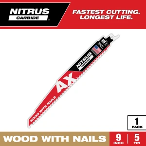 Milwaukee 48-00-7252 9in 5TPI AX with NITRUS Carbide Teeth SAWZALL Blade