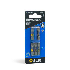 Vega VEGA-T125F10A-C5 T125F10A-C5 Impactech Slotted #10 Insert Bit 1in 5-Pack