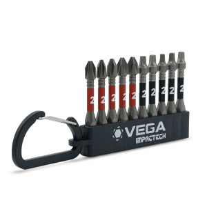 Vega VEGA-T150P2R2CS10 Impactech Phillips #2 Square #2 Carabiner Set 2in 10-Piece