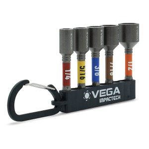 Vega Industries VEGA-T165MNCS5 2-9/16in Magnetic Nutsetter Impactech Carabiner Set, 5-Piece
