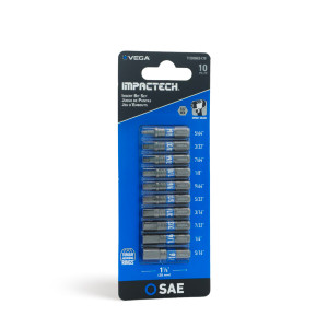 Vega VEGA-T125HSAES-C10 T125HSAES-C10 Impactech Hex Insert Bit Set SAE 10-Piece