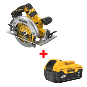 DEWALT DEW-DCS590B-DCB205 20V MAX XR Brushless 7-1/4in Cordless Circular Saw + 20V MAX 5.0Ah Battery