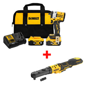 DEWALT DEW-DCF921P2-DCF510B ATOMIC 20V MAX 1/2in Impact Wrench + XR Brushless 3/8in & 1/2in Sealed Head Ratchet Bare Tool