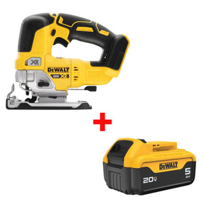 DEWALT DEW-DCS334B-DCB205 20V MAX XR Brushless Cordless Jig Saw 5.0Ah Kit + 20V MAX 5.0Ah Battery