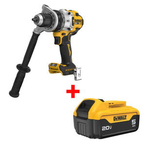 DEWALT DEW-DCD1007B-DCB205 20V MAX XR Brushless 1/2in 3-Speed Hammer Drill/Driver Bare TooL + 20V MAX 5.0Ah Battery