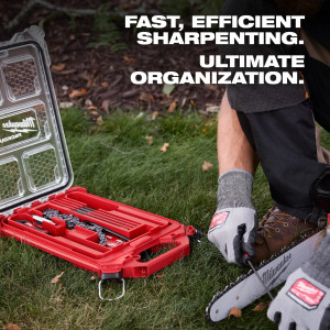 Milwaukee MIL-49-16-2880 9-Piece Saw Chain Sharpening Set w/ PACKOUT Low-Profile Compact Organizer