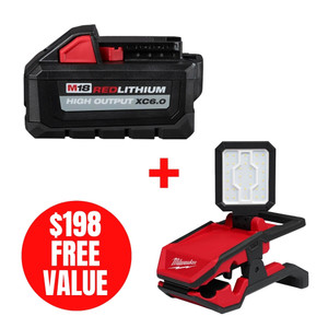 Milwaukee MIL-48-11-1865-2358-20 M18 REDLITHIUM HIGH OUTPUT XC6.0 Battery + M18 ROVER Clamping Flood Light