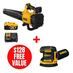 DEWALT DEW-DCBL722P1-DCW210B 20V MAX XR Brushless Handheld Blower 5.0Ah Kit + 20V MAX Random Orbital Sander Bare Tool
