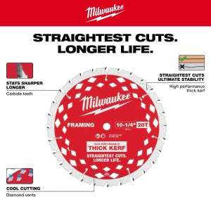 Milwaukee MIL-48-40-1048 10-1/4in 28T Thick Kerf Framing Circular Saw Blade