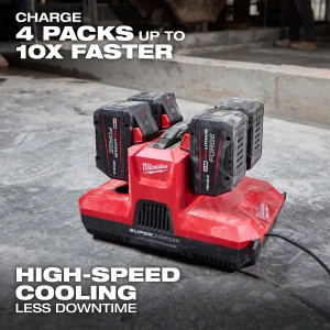Milwaukee MIL-48-59-1818 M18 and M12 Four Bay Simultaneous Super Charger with PACKOUT Compatibility