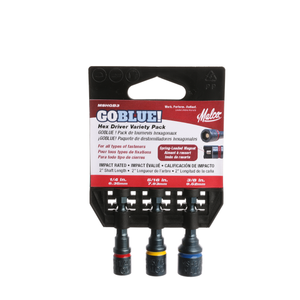 Malco MAL-MSHGB3 GOBLUE Hex Driver Variety 3-Pack 1/4in, 5/16in and 3/8in 2in Shaft